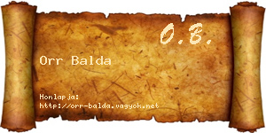 Orr Balda névjegykártya